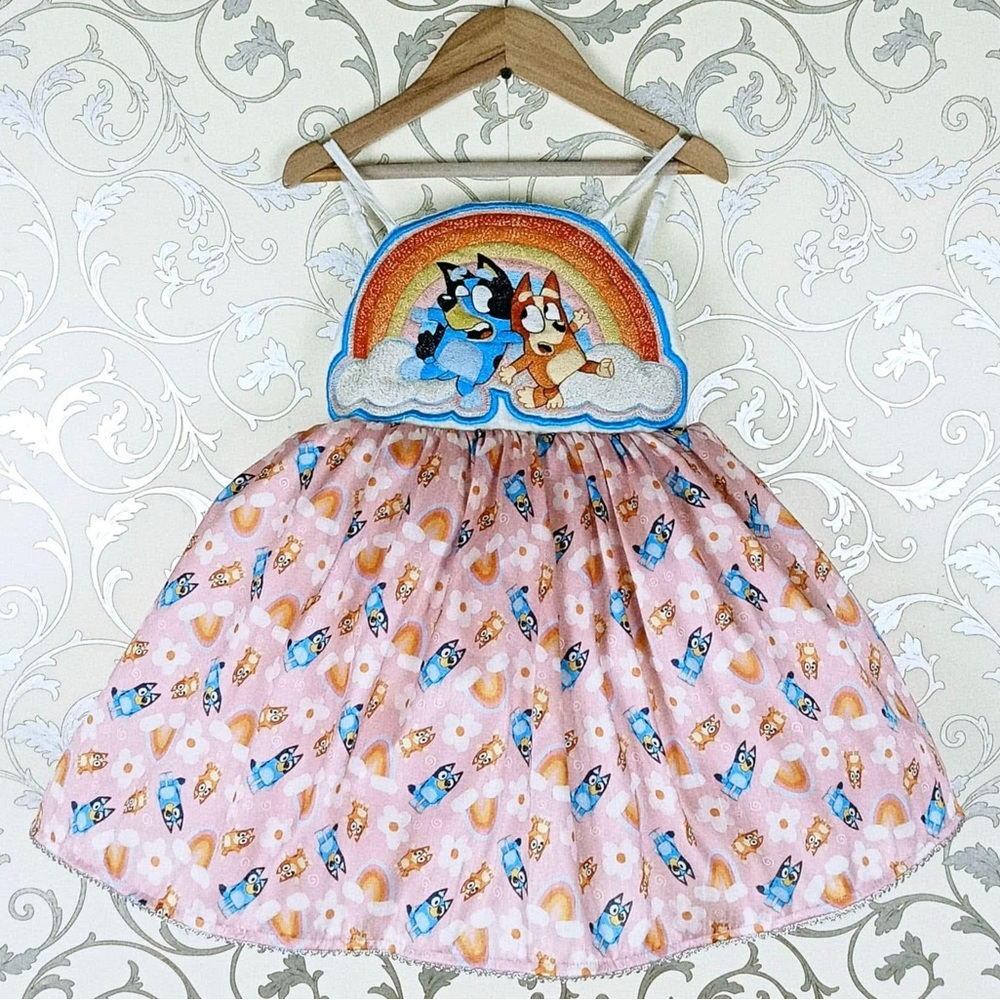 OhShana! Bluey Bingo Inspired Rainbow Boutique Dress Size 3T Oh Shana